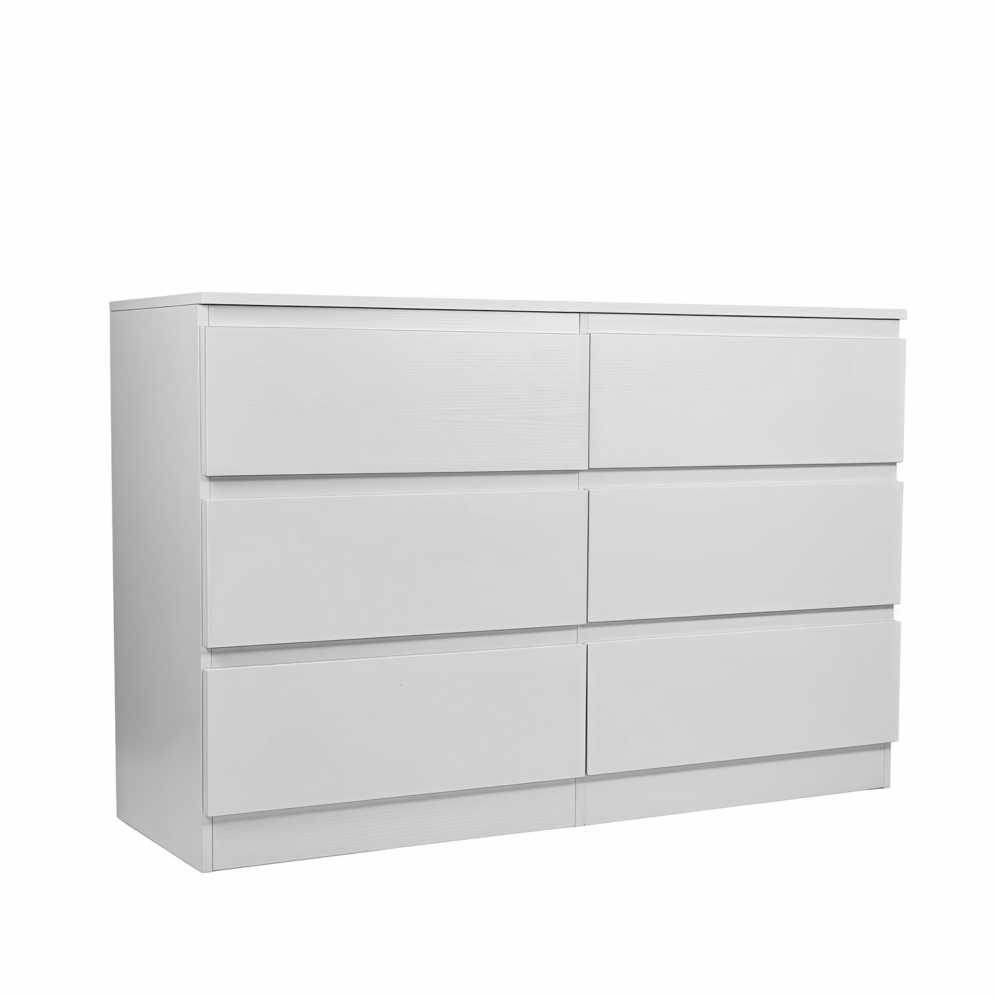Modern 6 Drawer Dresser with Spacious Countertop and Concealed Handles, Storage Cabinet for Bedroom and Living Room, White MDF